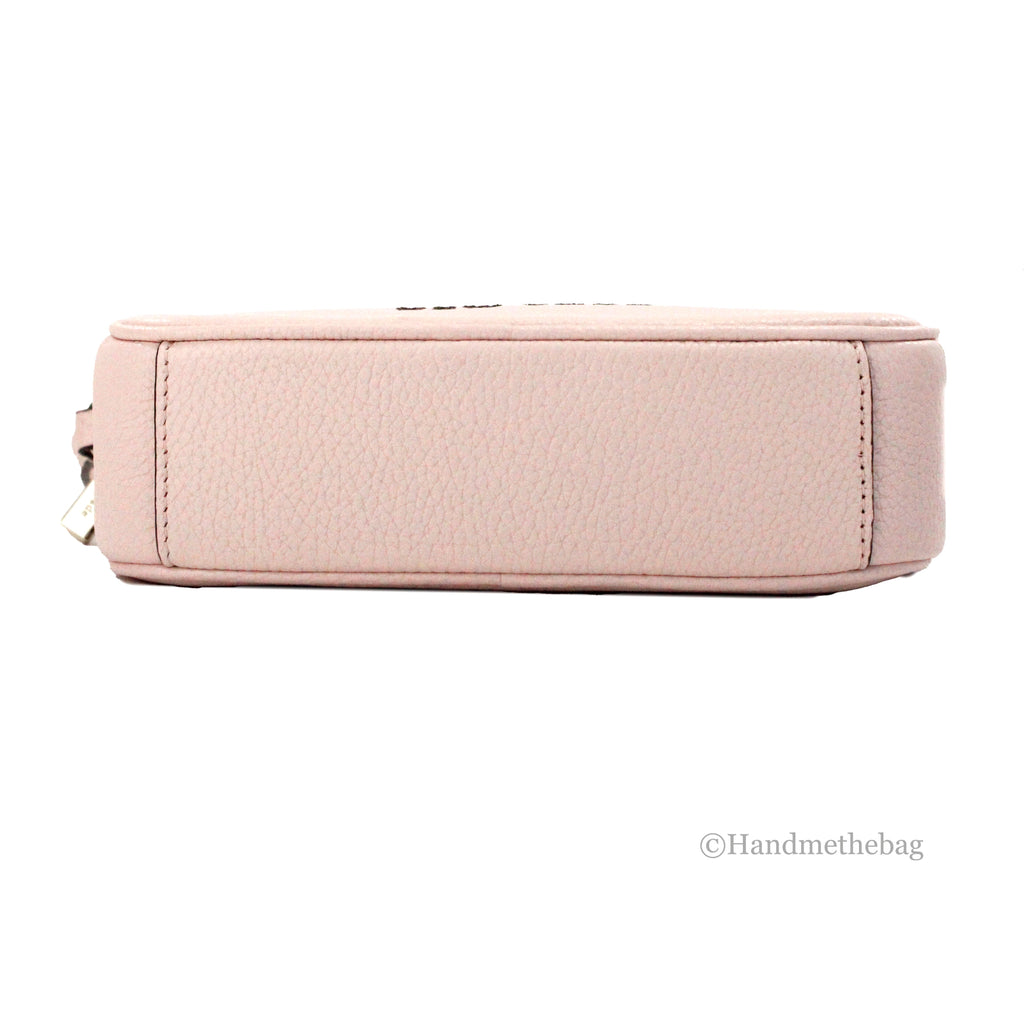 Sac appareil photo Kate Spade en cuir gaufré rose scintillant, mini
