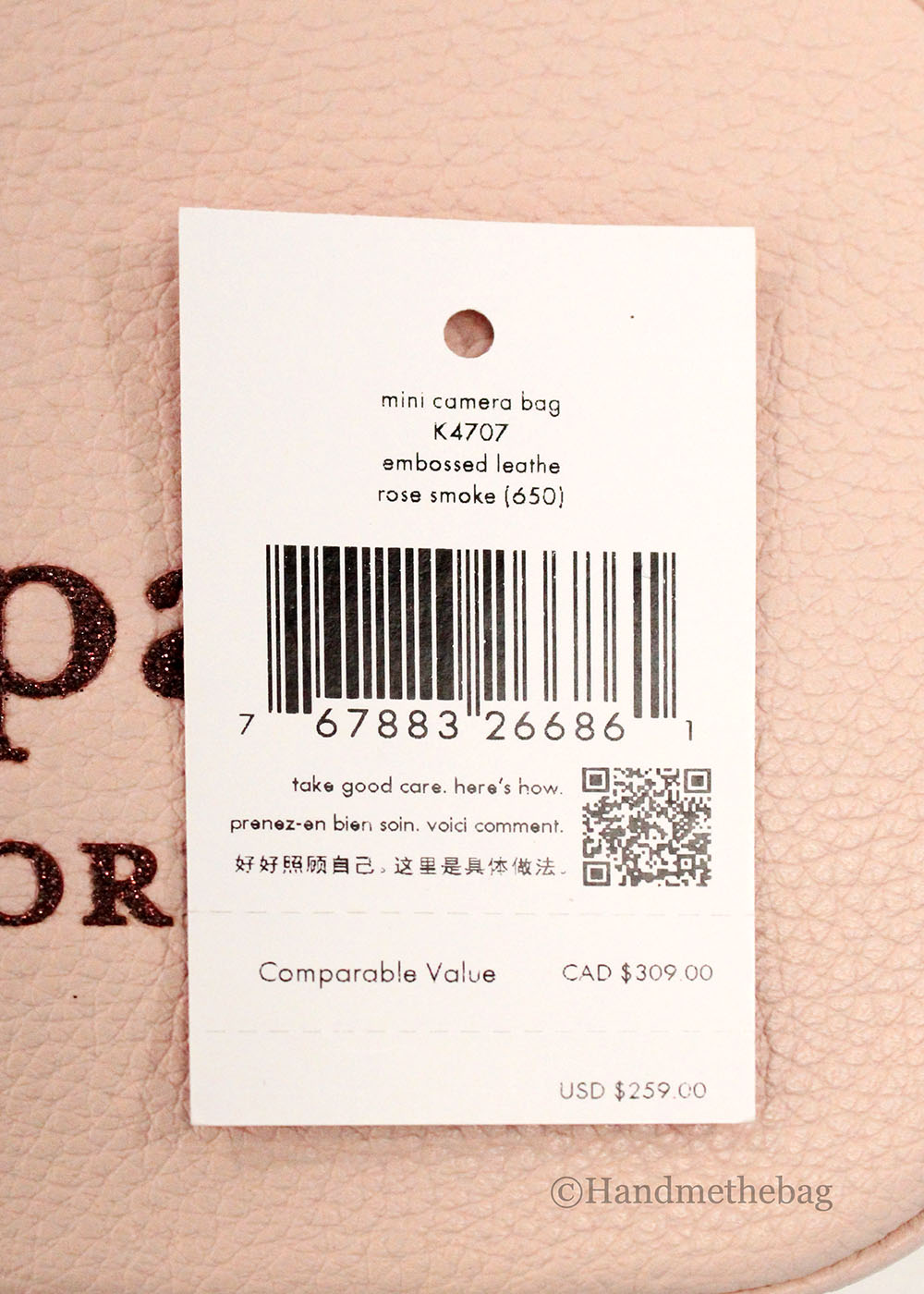 Sac appareil photo Kate Spade en cuir gaufré rose scintillant, mini