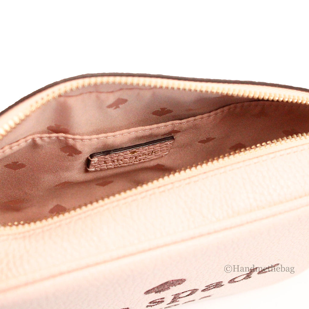 Sac appareil photo Kate Spade en cuir gaufré rose scintillant, mini