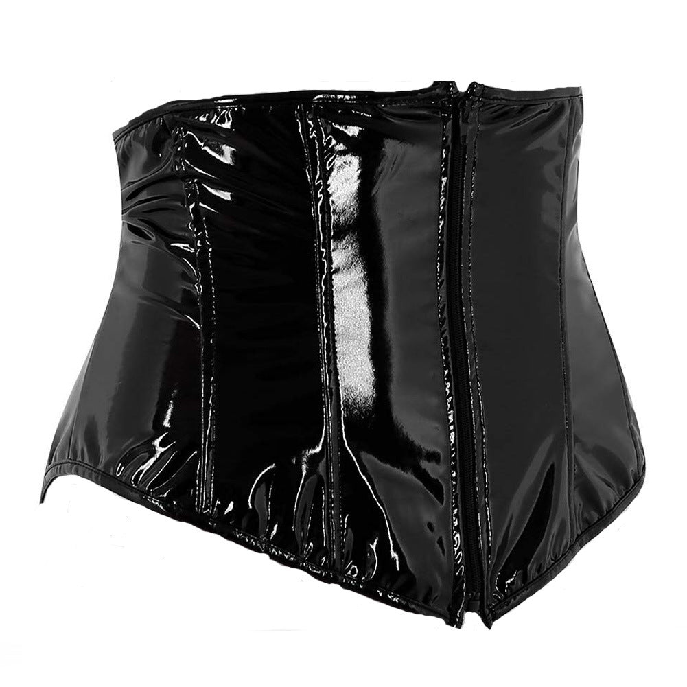Corset court sexy en similicuir PU pour femme