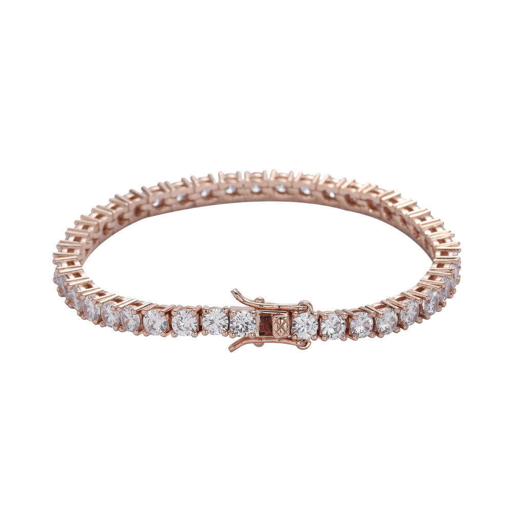 Bracelet Hip Hop en Cuivre Zirconium, Simple Rang, Type Tennis