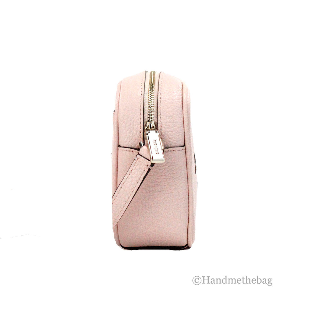 Sac appareil photo Kate Spade en cuir gaufré rose scintillant, mini